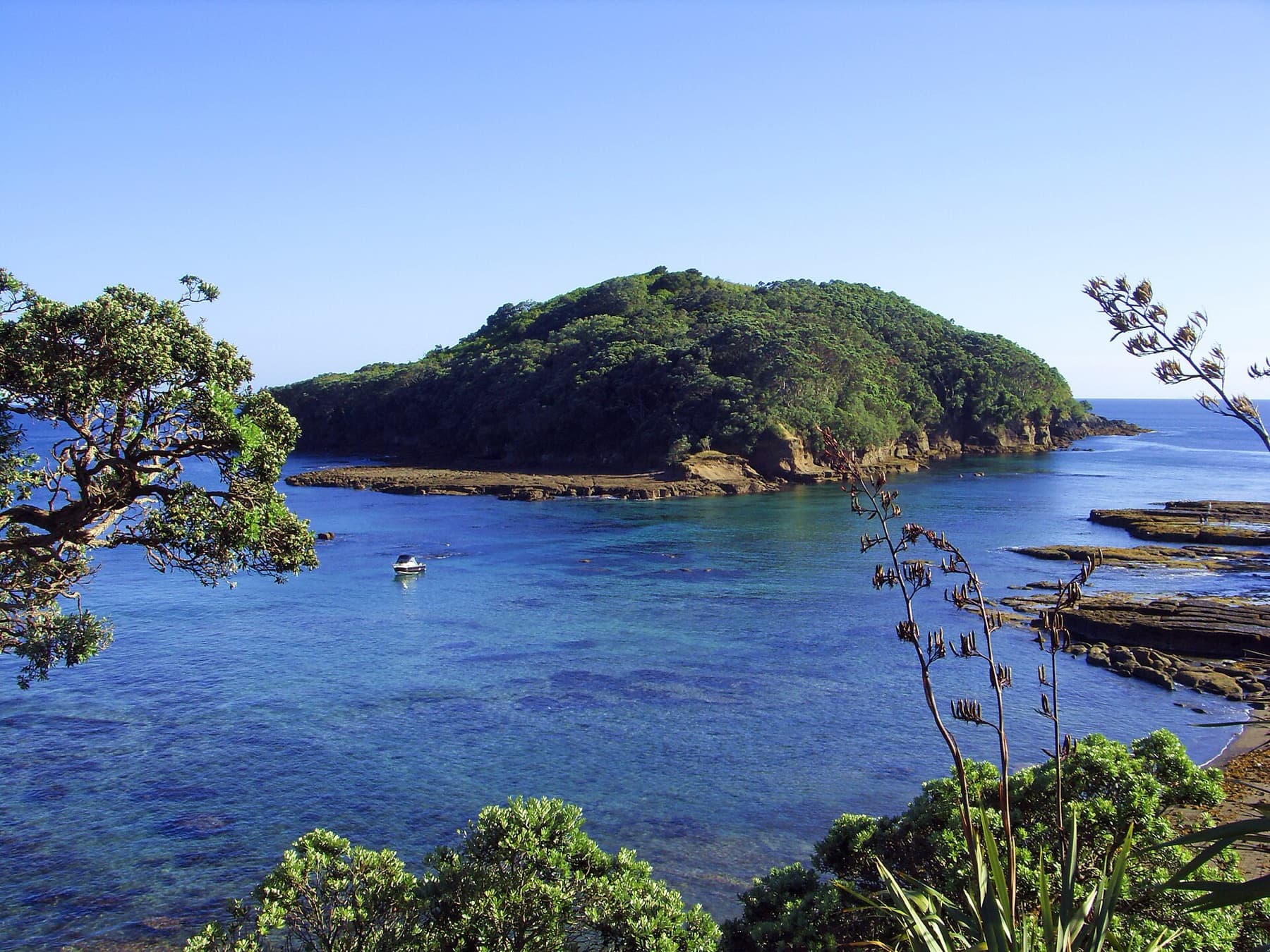 Goat Island and its clear water near Leigh