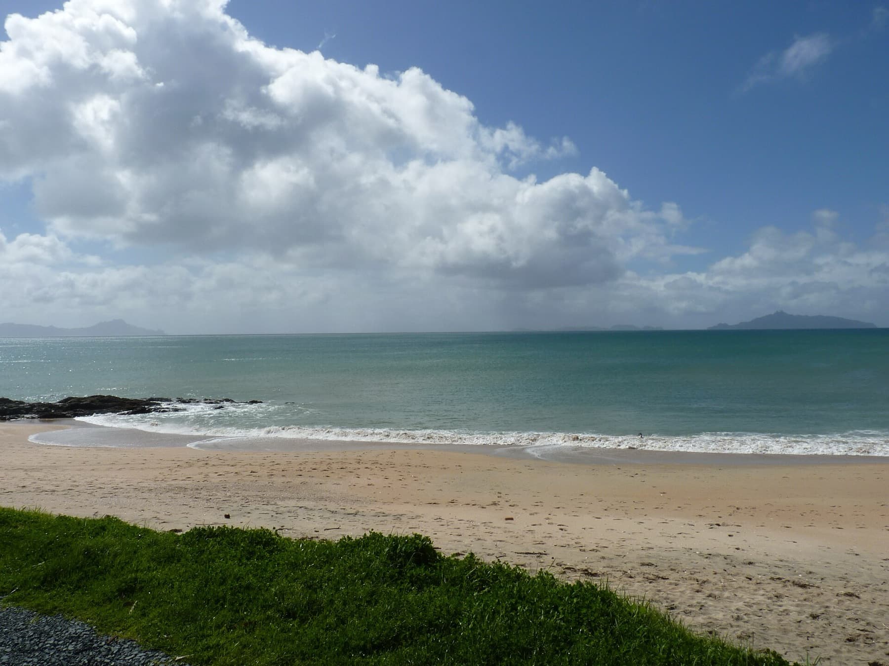 Grass and sand at Langs Beach
